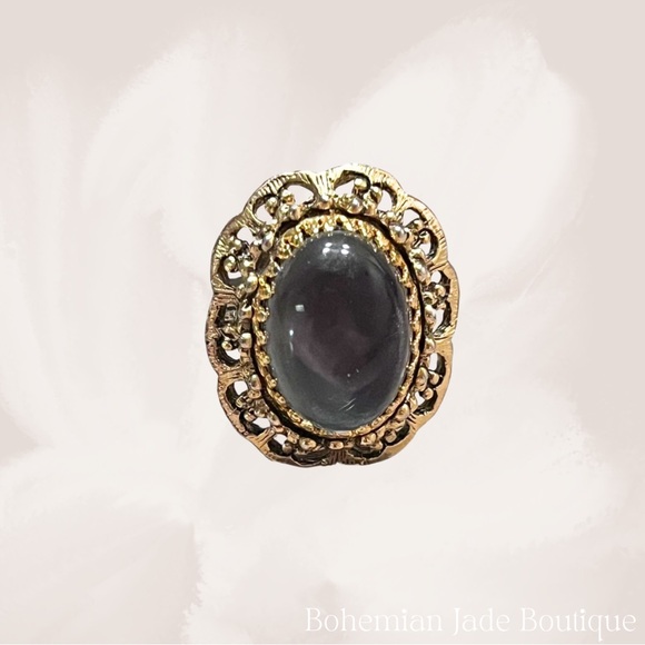 Vintage Jewelry - Vintage Adjustable Gold-Toned Jelly Belly Gem Cocktail Ring